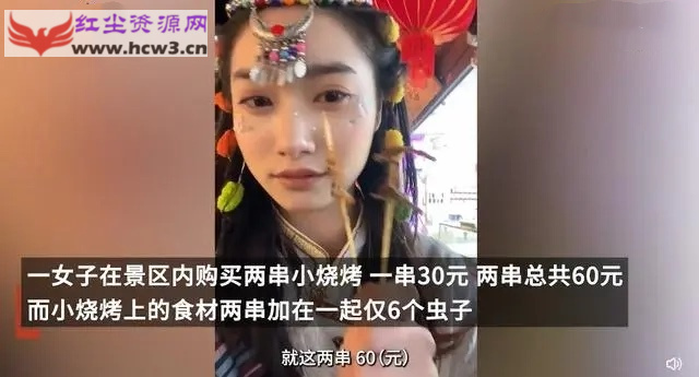 游客在丽江60元买2串烤虫,官方称明码标价、买卖自愿
