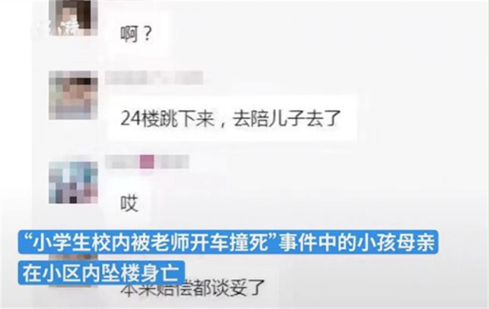 武汉男孩校园内被撞一周后 男孩妈妈从24楼跳下 她随孩子去了